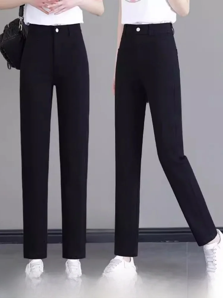

Женские брюки-харлан с высокой талией и прямыми штанинами, летние 2025, повседневные, облегающие, в корейском стиле, для работы, с деталями в стиле "Windket"