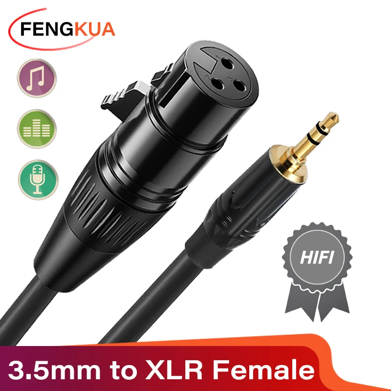XLR إلى 3.5 مللي متر كابل الصوت ميكروفون خط الصوت التناظري المتوازن 3.5 مللي متر إلى XLR أنثى للكمبيوتر الهاتف المتكلم خلاط مكبر للصوت
