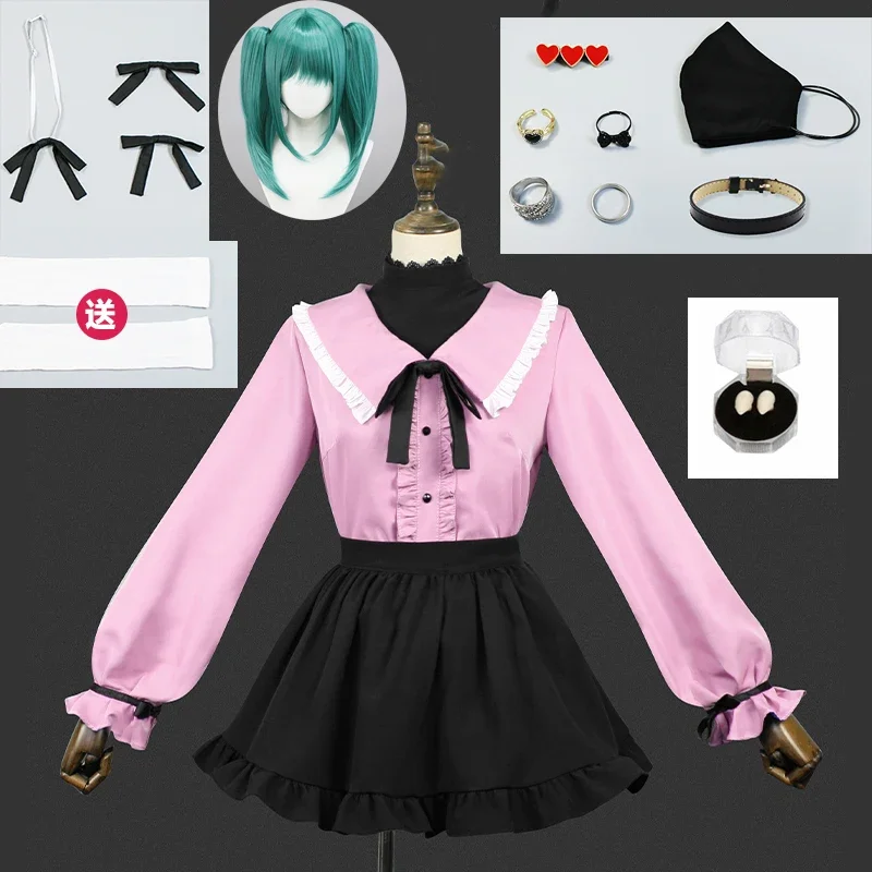 Vampire Miku cosplay costume wig cosplay anime suit pink kawaii dress shirt uniform Girl women Halloween costume accessories