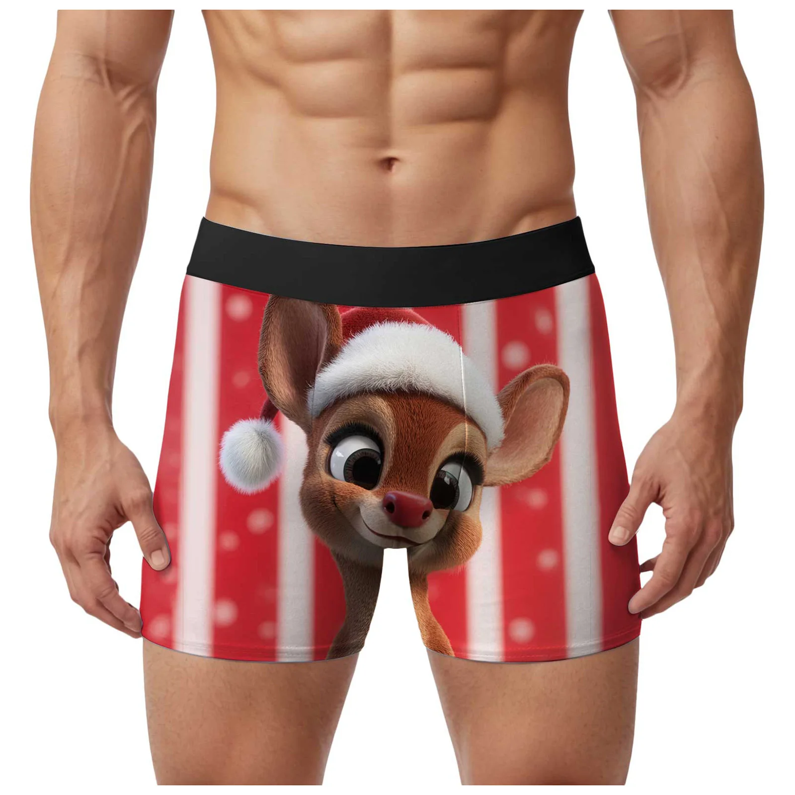 

Comfortable Soft Christmas Print Boxer Briefs Men's Christmas Funny Print Comfortable Funny Holiday Underwear for Husband Son