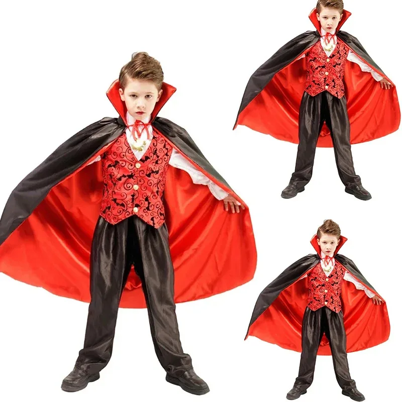 Assustador vampiro drácula meninos cosplay traje fantasia halloween carnaval festa crianças criança earle drácula gótico vampiro traje