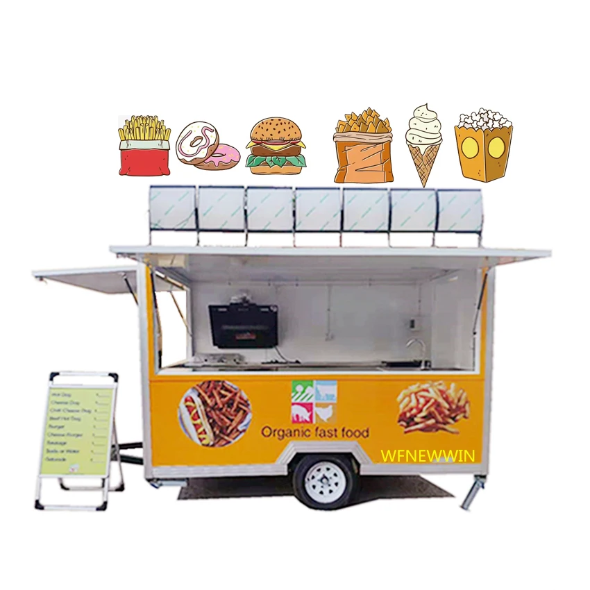 Mobile Classic Vending Truck Container Van Coffee Shop Round Food Trailer Food Van Wood Cart Coffee Truck for Sale