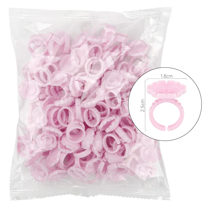 100pcs Disposable Glue Ring Cup For Lashes Fan Tattoo Pigment Holder Eyelash Extension Container Glue Holder Makeup Supplies