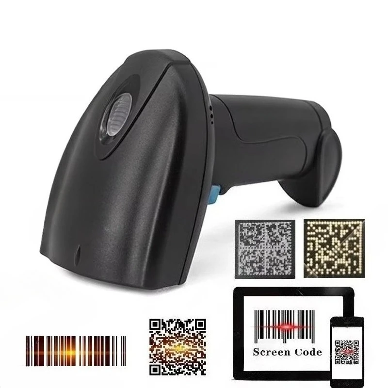 2D Wired Scanner or Wireless Barcode Scanner or Bluetooth  Reader Wireless Scanner 2D Handheld Barcode Reader QR Code PDF417