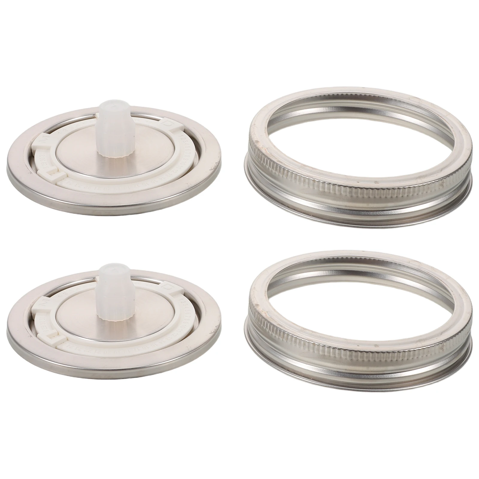 

2pcs Stainless Steel Fermentation Lids Wide Mouth For Mason Jars Airtight Burping Lids With Timer Fix Fermenting Jar Caps