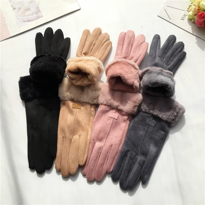 New Winter Thick Plush Gloves Fashion Warm Suede Outdoor Men And Women Touchscreen Driving Gloves Sports Cycling Mittens