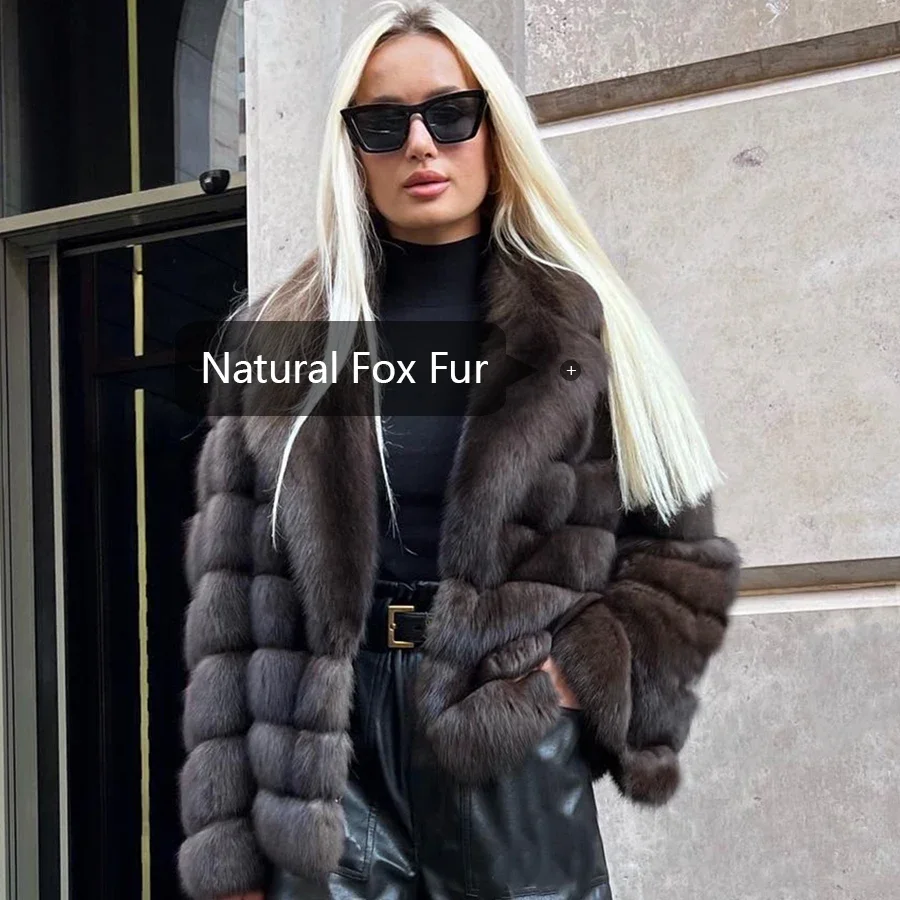 Genuine Fox Fur Jackets Real Fox Fur Coats With Turndown Collar 2024 High Quality Real Fox Fur Coats