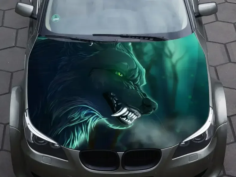 Car Hood Decal, Wrap Decal, Wolf, Angry, Vinyl, Sticker, Graphic, Truck Decal, Truck Graphic, Bonnet Decals, Skull, F150,custom