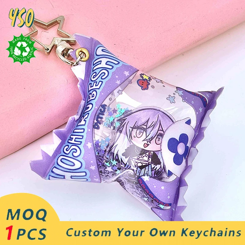 YSO Printed Cut Custom Cut Anime Acrylic Keychain Pendant Wholesale Decoration Keyring Llavero Accessories Candy Bag Keychains