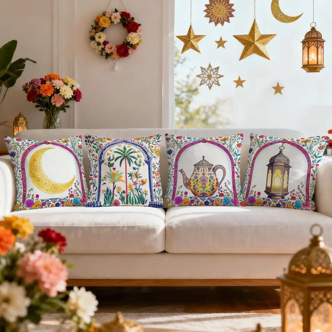 Ramadhan festival islamic decoration Cushions Pillowcase Polyester Cushion Cover Throw Pillow Pillowcover Home Car Sofa Decor
