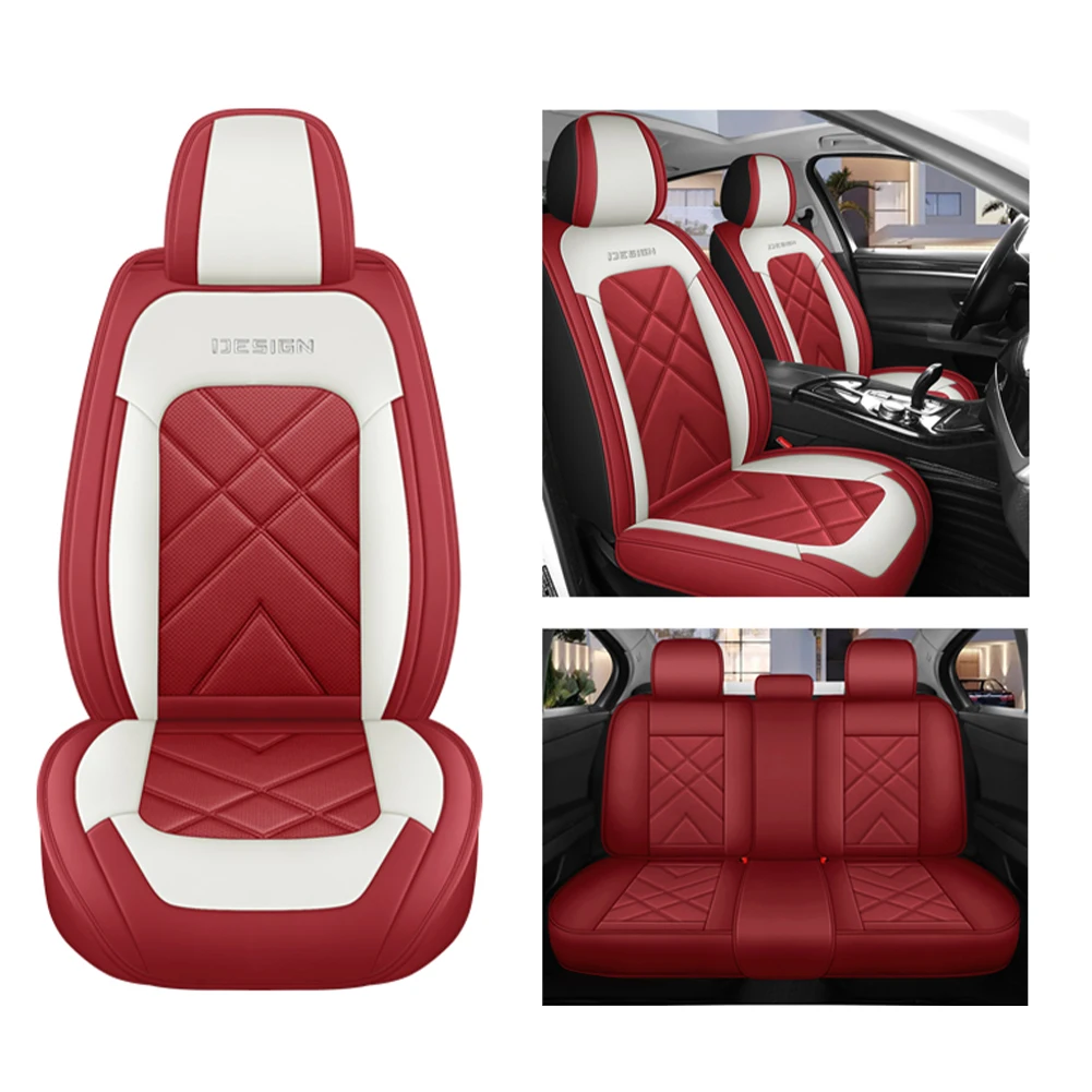 Funda para asiento de coche, funda Universal de cuero PU para asiento delantero, funda para banco dividido trasero, protección de asiento de cobertura 5D para todas las estaciones para coche SUV