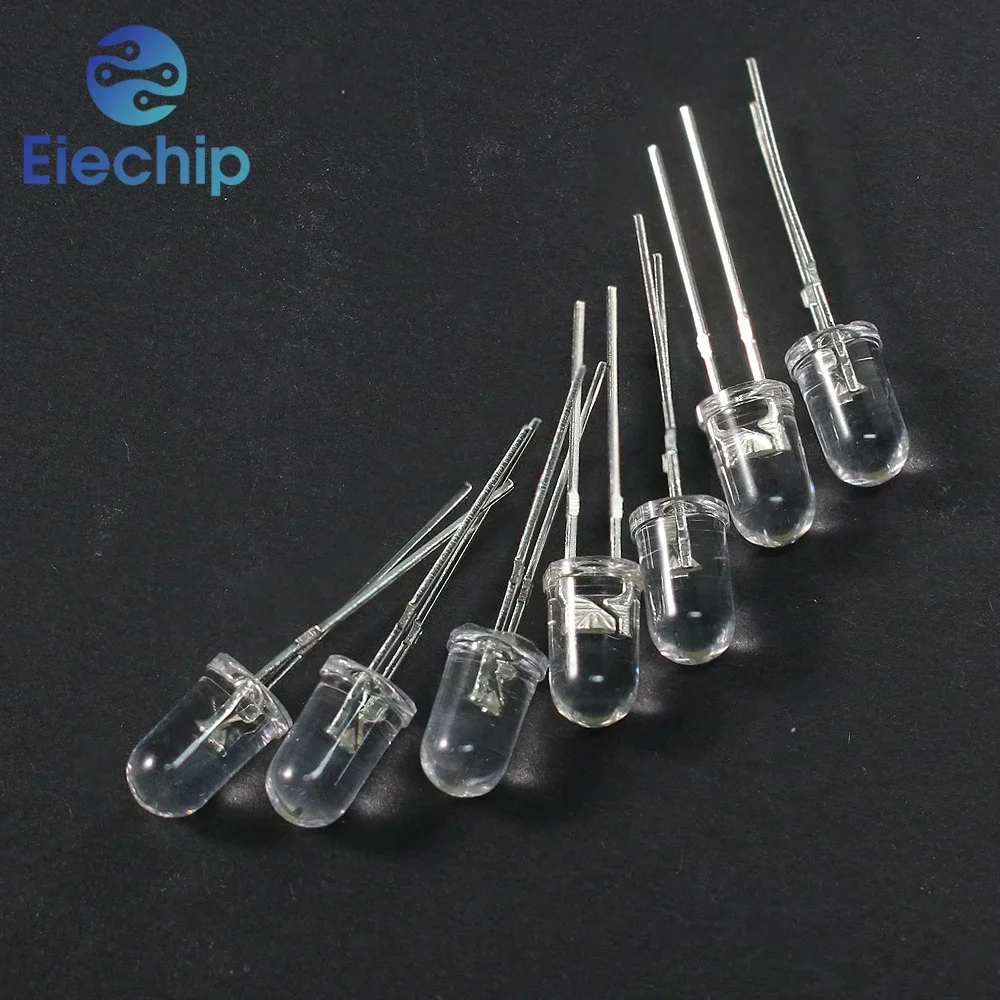 50PCS Transparent LED Diode 5MM White Orange Red Yellow Blue Green leds Lights Diodes Electronic Components