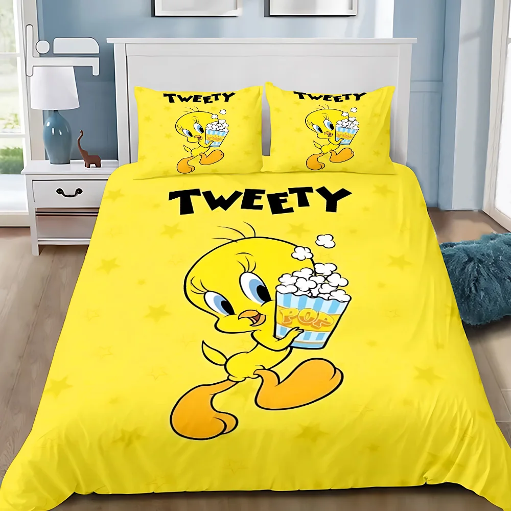 Duvet Cover Pillowcase Bedding Set Anime Tweetys Bird Adult Boy Girl Bedroom Decoration Children Gift Single Double Large Size