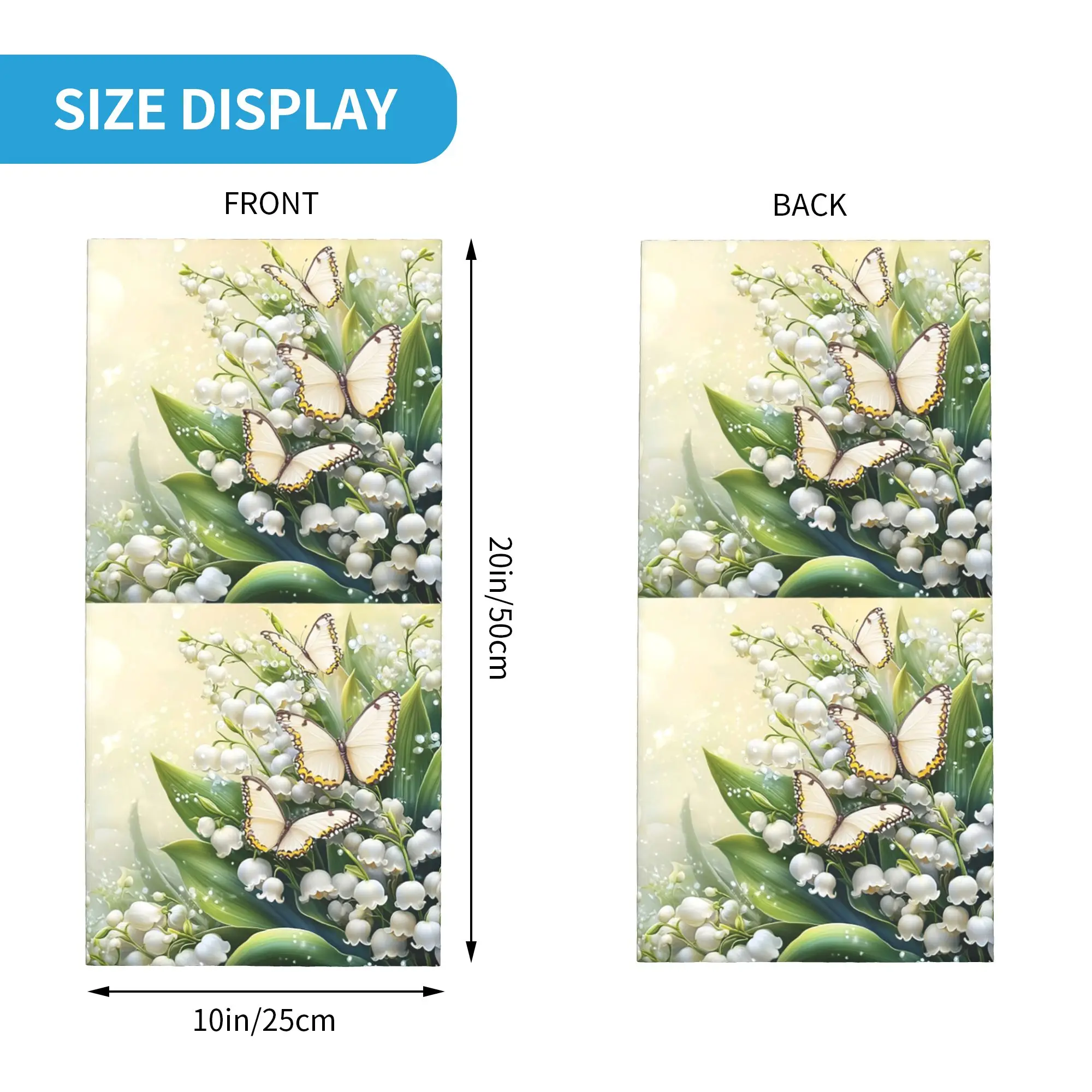 Golden Butterflies and Lily of the Valley Flower Bandana Neck Cover Printed Wrap Scarf Cycling Scarf Running for Men Women Adult