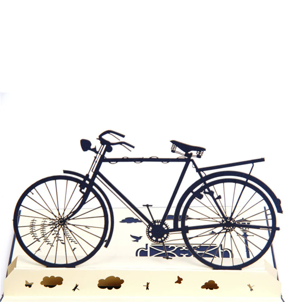 

3D Greeting Cards Creative Blue Bike Design Graduation Card Funny Lovely Gift for Friends Classmates 3D Graduation Cards