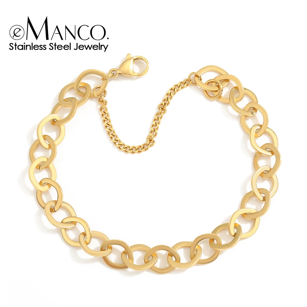 eManco New Handmade Chain Stainless Steel Plated Chain Bracelet Fashion Jewelry For Women and Men Wedding Birthday Party