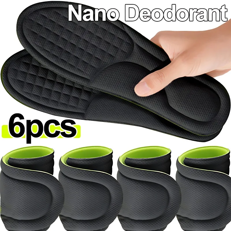 2/6pcs Memory Foam Insoles for Sport Shoes Sweat-Absorbing Breathable Deodorant Insole for Feet Orthopedic Sponge Inserts Pads