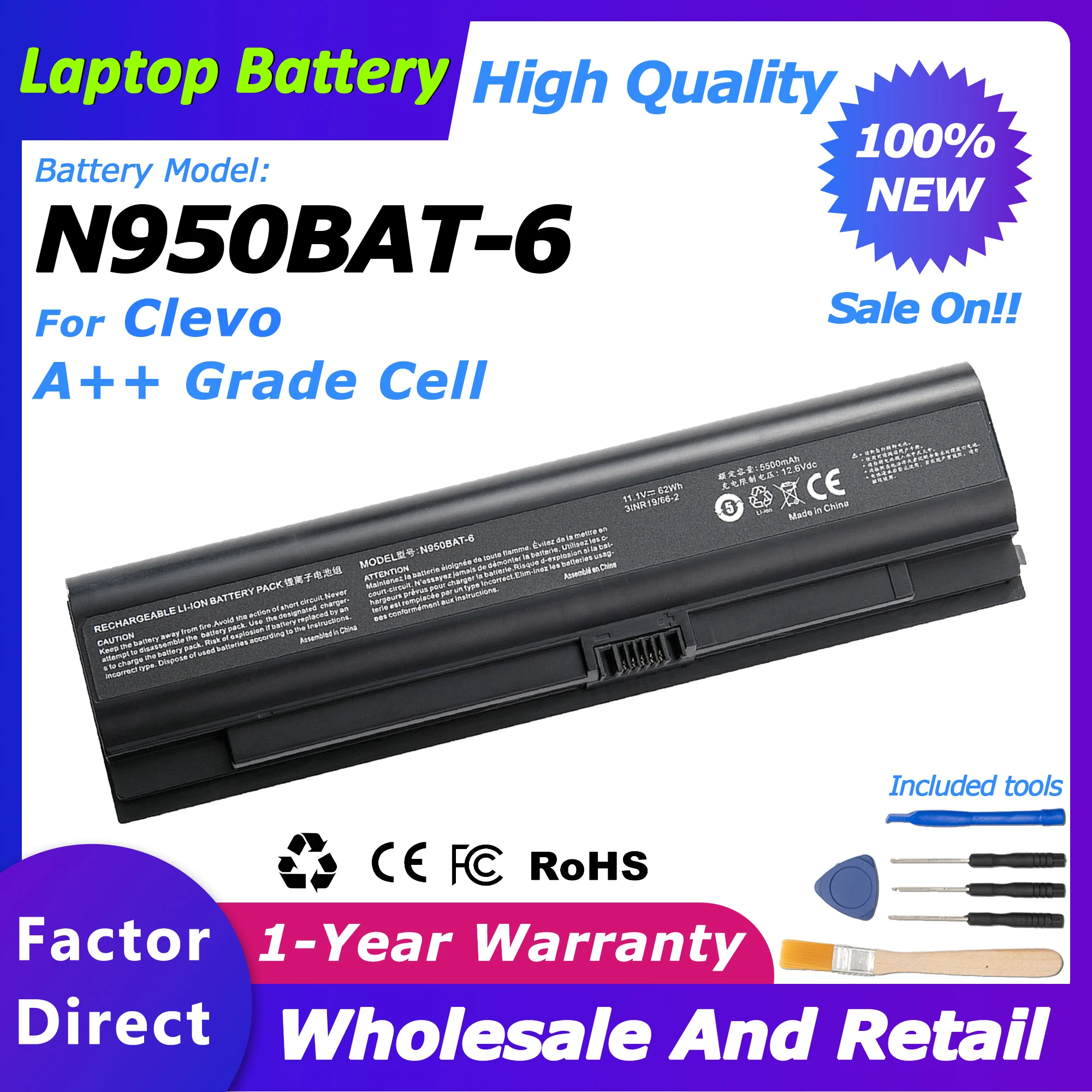 N950BAT-6 بطارية أصلية لسلسلة Clevo N950KP6 ZX7-CP5S2 ZX7-CP7S2 N957TD TX9 TX8 بطارية الكمبيوتر المحمول 5585mah/62wh