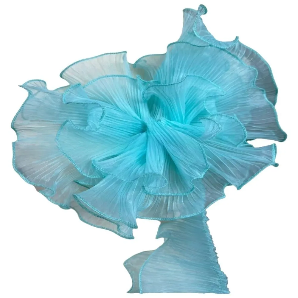 1 Yard Pleated Fabric Magic Color Ruffle Pleated Mermaid Lace Rose Flower Pattern Accordion Fold Laser Gradient Lace
