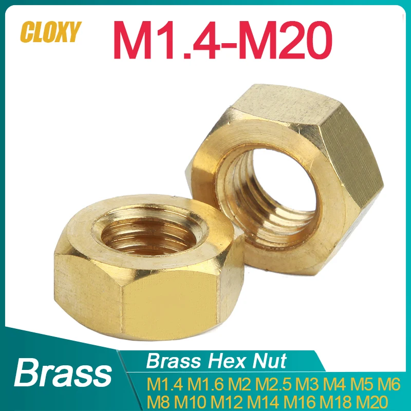 

5/ 10 /50/ 100pcs DIN934 Solid Brass Copper Hex Hexagon Nut for M1.4 M1.6 M2 M2.5 M3 M4 M5 M6 M8 M10 M12 M14 -M20 Screw Bolt