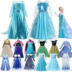 Disney Frozen Costume Princess Dress for Girls Halloween Mesh Ball Gown Carnival Clothing Kids Cosplay Snow Queen Elsa Anna