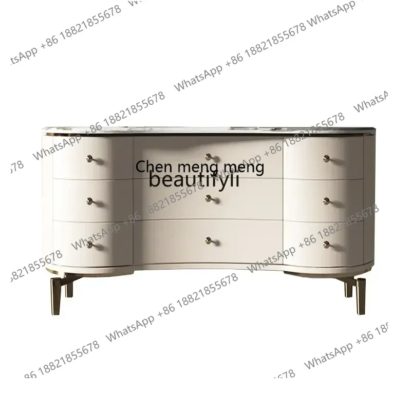 

X Italian Entrance Cabinet Art Chest of Drawers New Home Curio Cabinet Marble Locker