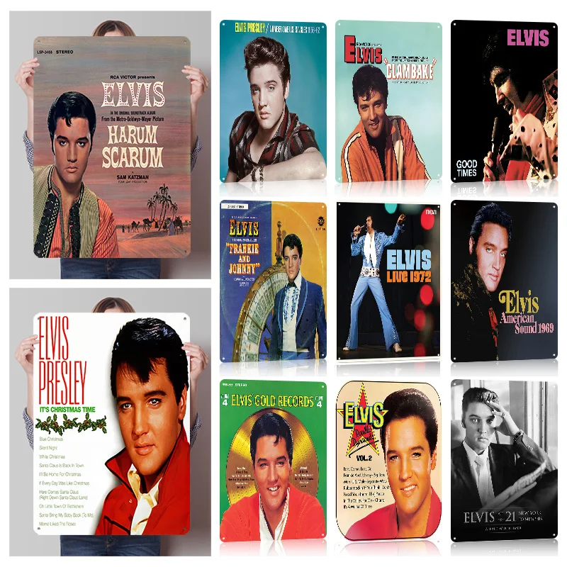 Elvis Presley Music Metal Posters Customizable Vintage Metal Signs Wall Art Retro Tin Plaque for Man Cave Living Room Decoration