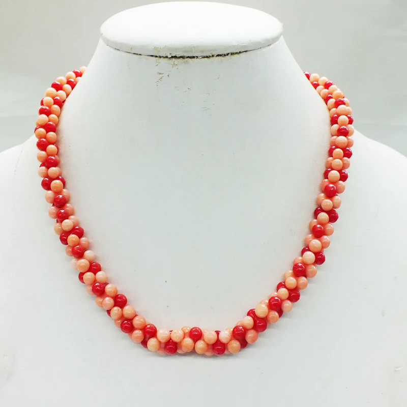 

Nigerian glamor female pink, red, coral necklace 18"