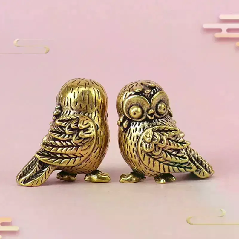 

1 шт., ретро фигурки птиц, мини-статуя совы, металлическая латунь, чай, украшение для домашнего животного, украшение для дома, аксессуары, миниатюры, ремесло