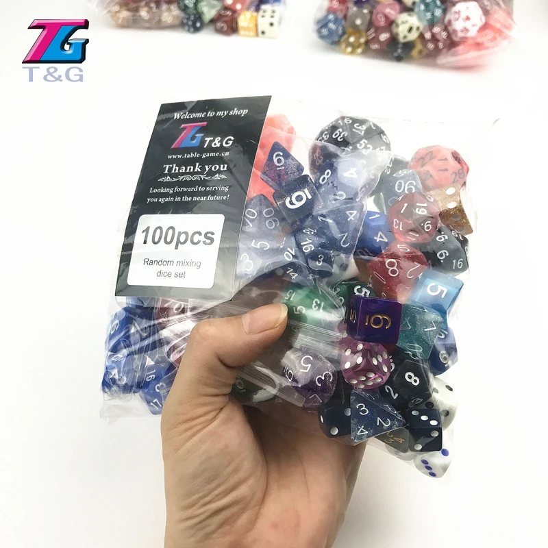 T&G Random Dice Wholesale Bulk Plastic Multi-sided 100pcs/set In Stochastic Color /style for Entertainment/Party Game/Gift