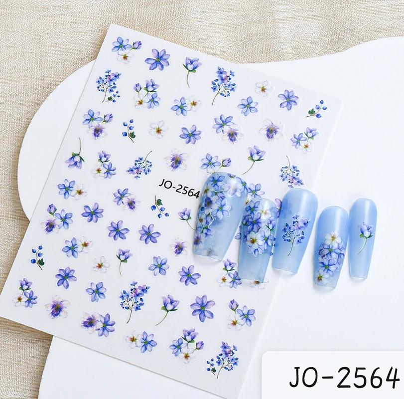 Nail Art adesivi 3d viola Florals violette fiori cursori adesivi decalcomanie per unghie decorazione Manicure