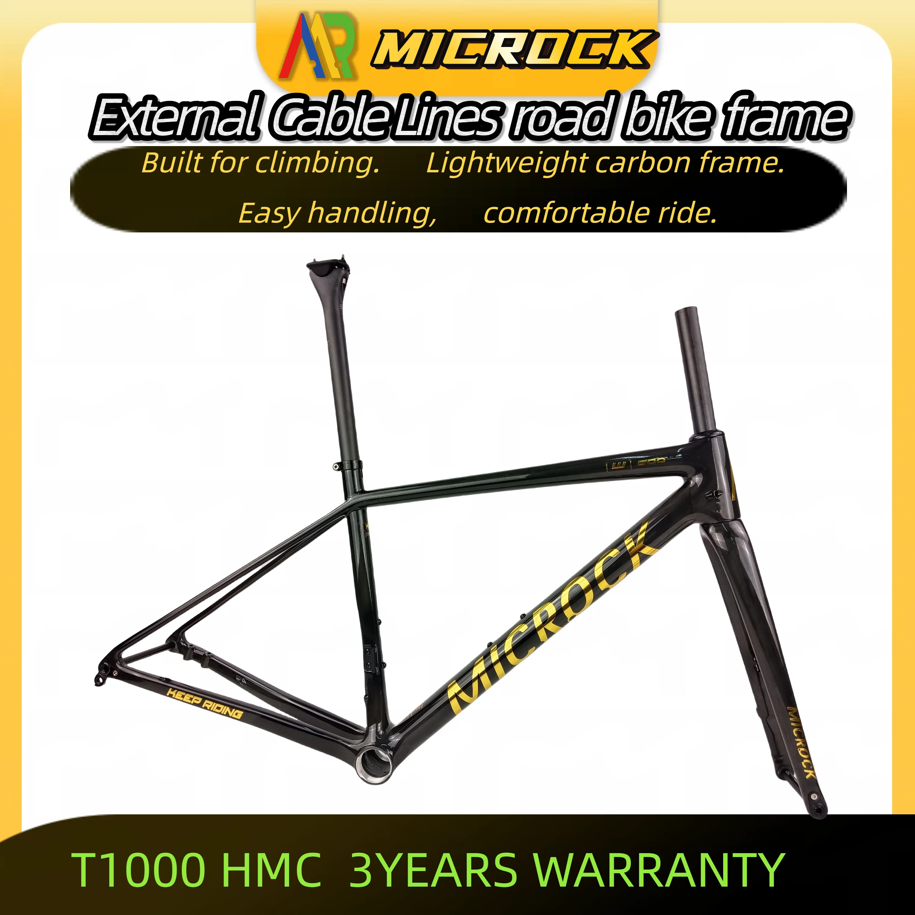 

MICROCK EXternal Rounting Cable Lines Superlight Ultrlight Full Carbon Fiber T800 Road Bike Frame Aethos 800g with Handlebar