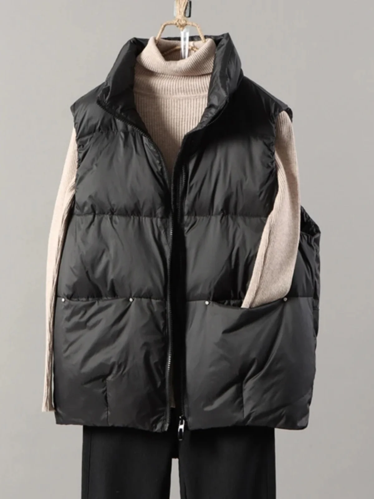 Lekka, wyszczuplająca kurtka puchowa damska o luźnym kroju, plus size, bawełniana kamizelka, odzież wierzchnia na jesień i zimę, dojazdy do pracy.