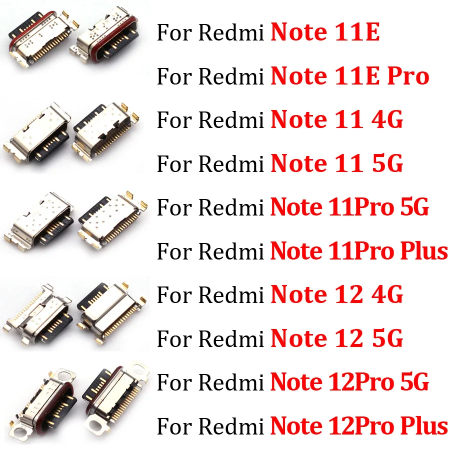 10Pcs Type-C Jack Plug New For Xiaomi Redmi Note 11 11E 12 13 Pro Plus 4G 5G USB Charging Port Dock Charger Connector