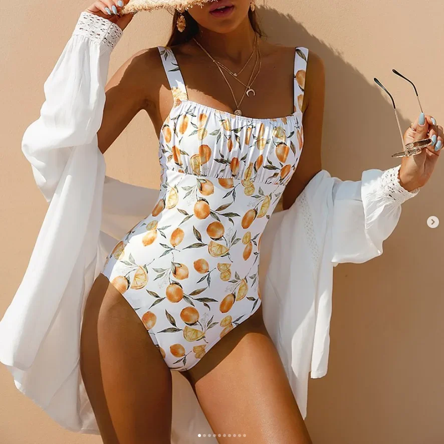 ชุดว่ายน้ําแน่นพิมพ์ชุดว่ายน้ําบิกินี่ผู้หญิงใหม่เซ็กซี่ One-piece ฤดูร้อน Skinny Slim Bodysuit ว่ายน้ําเสื้อผ้าชายหาดวันหยุด