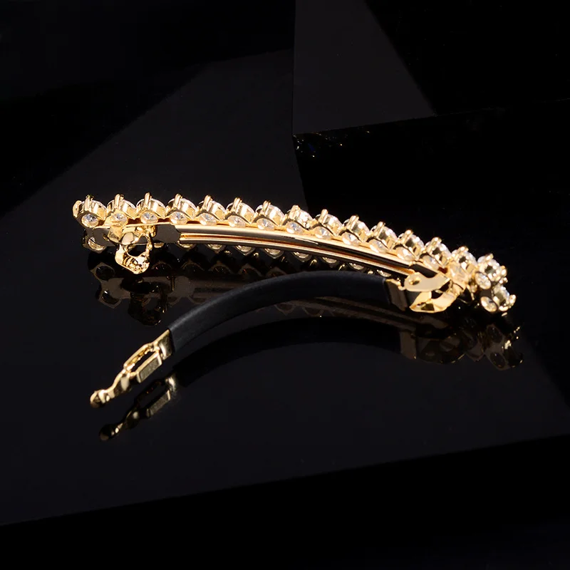 

S925 Sterling Silver Double Row Korean Sle Hair Clip with Moissanite Gemstone Spring Loaded Alligator Clip Faionable Hair...