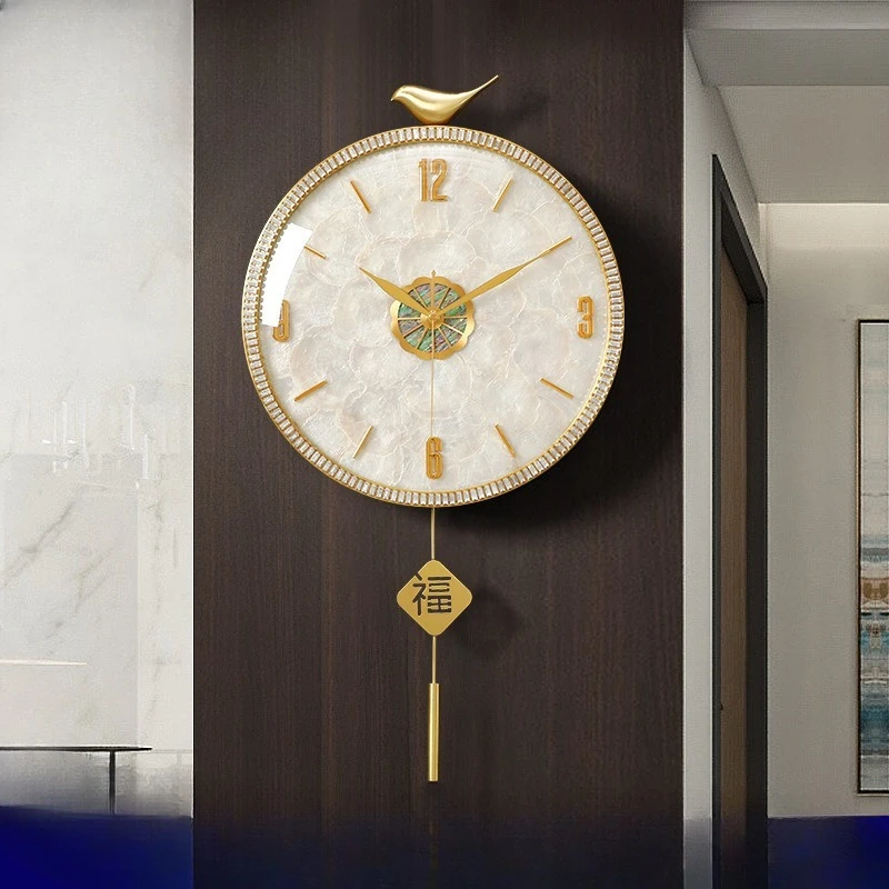 Modern simple wall clock, light luxury household brass decoration