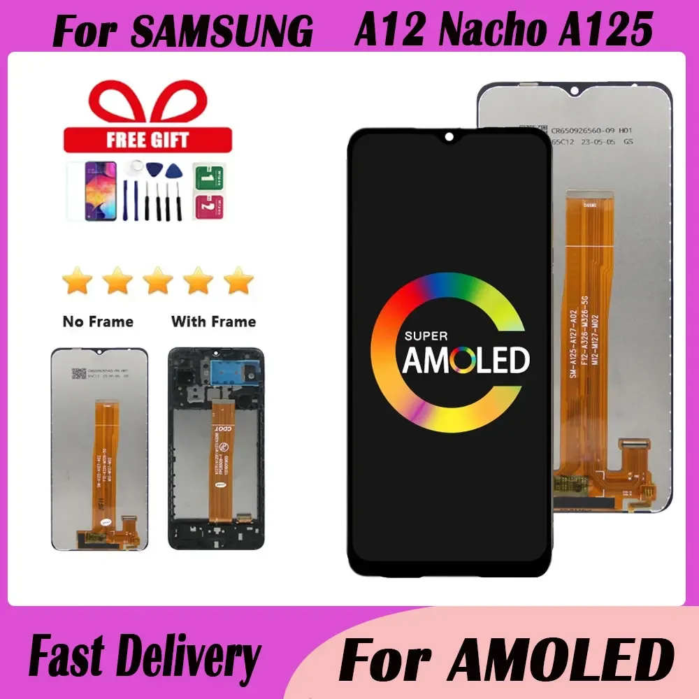 1 PCS 6.5'' For Samsung A12 Nacho SM-A127F A127 LCD with frame Display Touch Screen Digitizer Assembly For Samsung A127