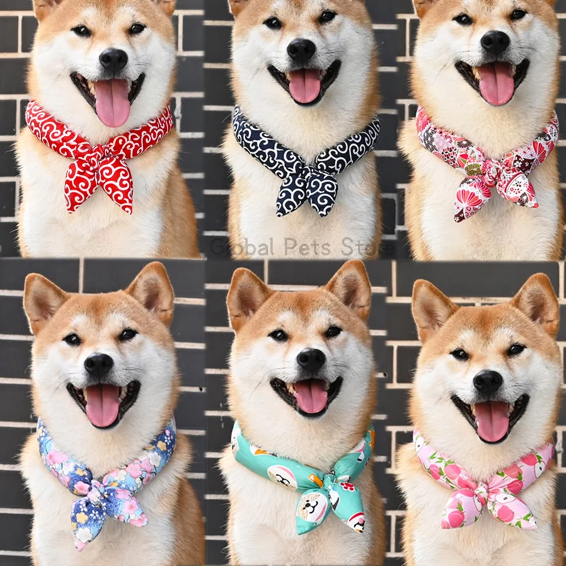 New Pet Ornament Cat Dog Collar Japanese Bowknot Dog Neckerchief Shiba Inu Kimono Accessorie for Cat Dog Photography Pet Bow Tie