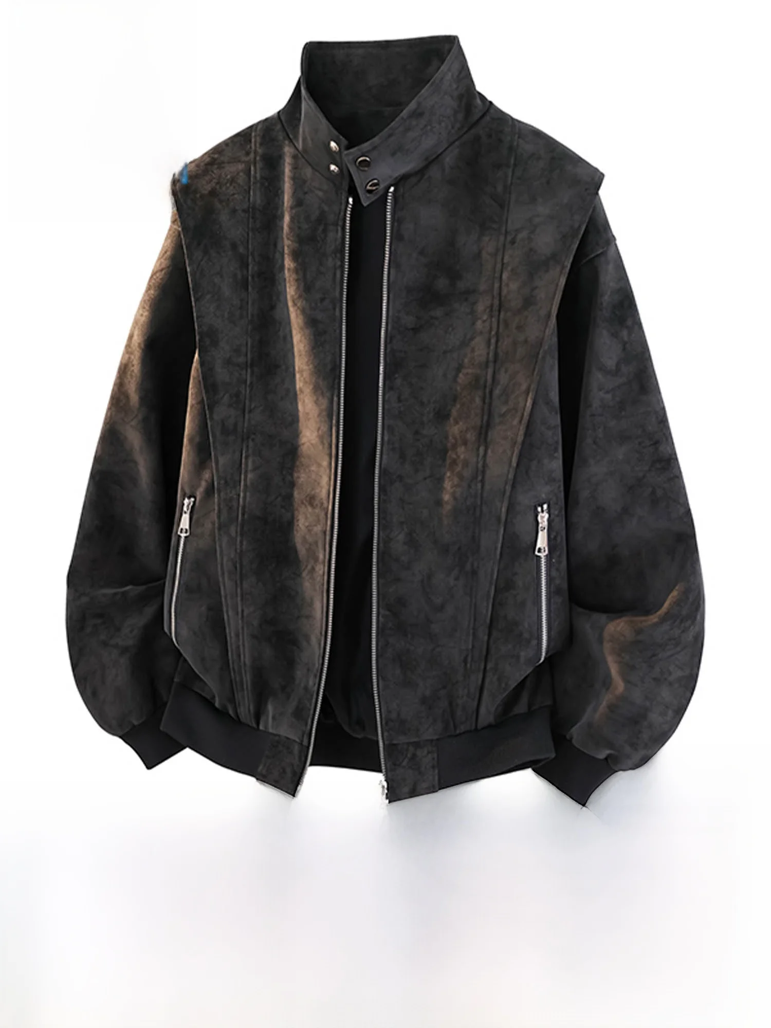 

Jeanswest American Retro Bla Casual PU Leather Jaet Men's Sle Spring Autumn High Sensation Cool Outerwear Clothes