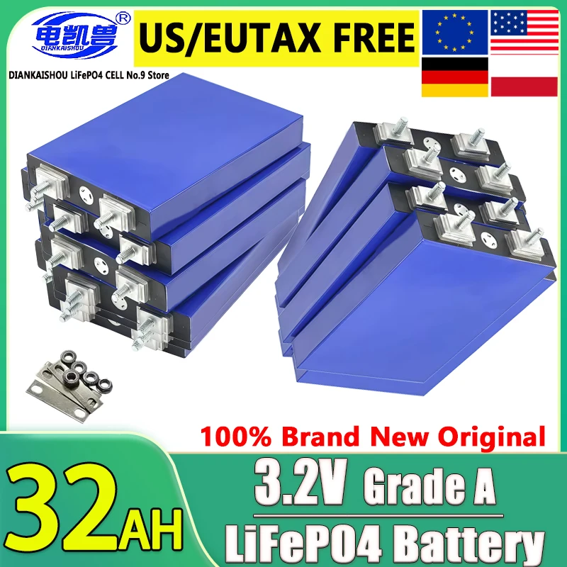 

Новая перезаряжаемая батарея Lifepo4 3,2 В 32 Ач для 4S DIY 12 В 24 В 48 В литий-железо-фосфатной тележки для гольфа от сети для хранения солнечной энергии