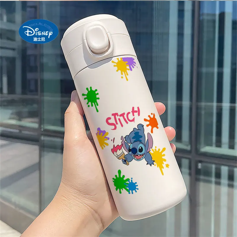 Disney Cup Stitch Thermos Vacuum Cup Childen Cartoon Water Cup Bottle  304 Stainless Steel Portable Boy Girl Student 350ML 450ML