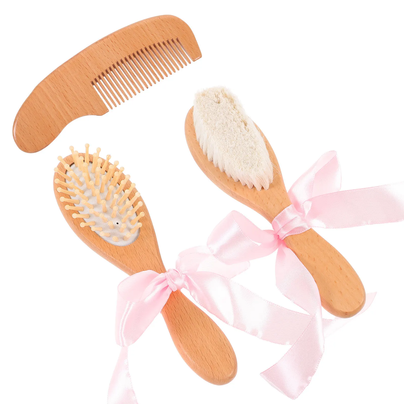 3Pcs Wooden Hair Comb Set Natural Wood Scalp Massage Comb for All Hair Types Straight Curly Long Short Thick Friendly