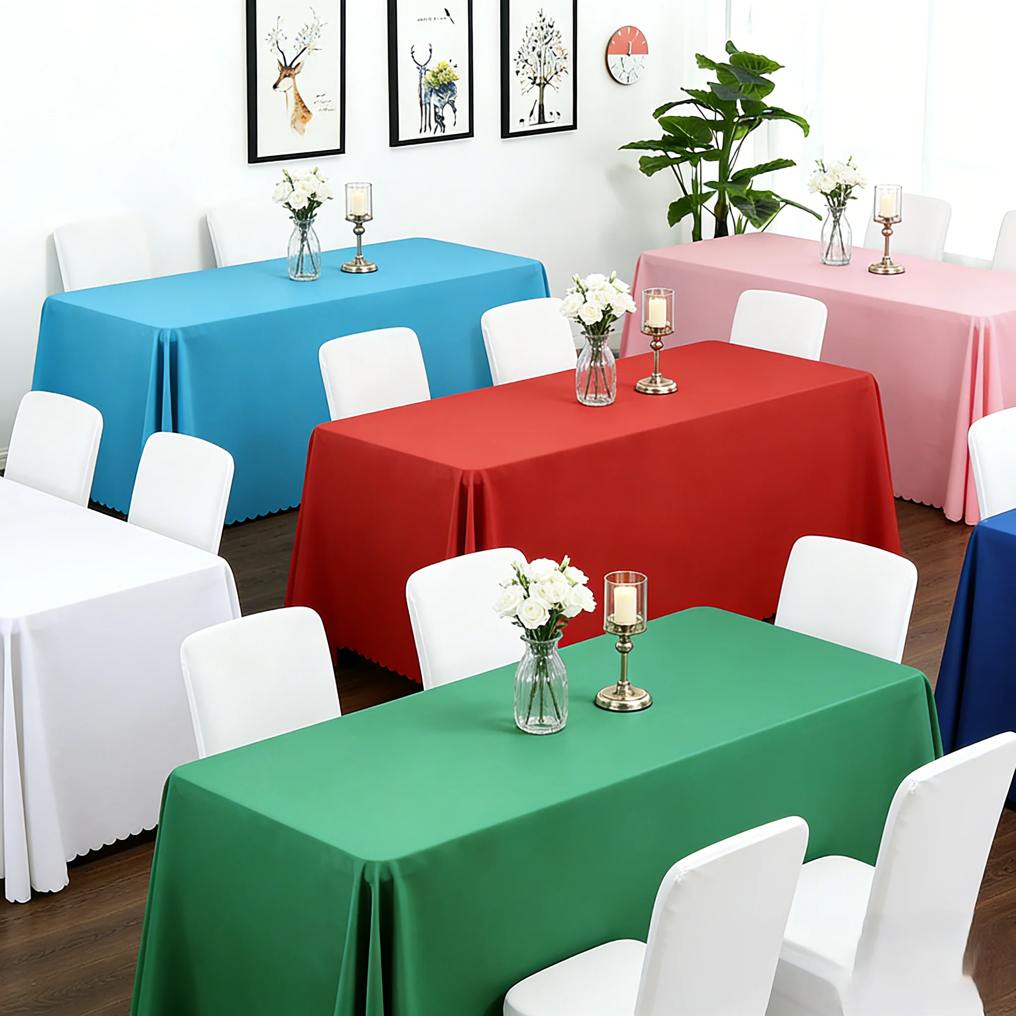 Plain Polyester Tablecloth Cover for Wedding Decoration Rectangle Banquet Hotel Show Birthday Party Celebration