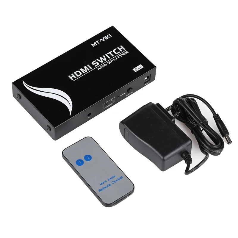 HDMI Switch And Splitter 2 In 4 Out, MT-ViKI Desktop Selector Splitter For 2 Computer 4 Monitor, HDMI Switch Splitter 2x4