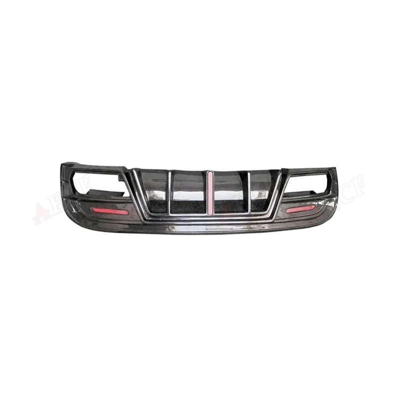 Real Carbon Fiber Rear Bumper Lip Diffuser Cover Exhaust Tips With Light For Benz X156 GLA220 260 GLA45 AMG FRP 2014-2019