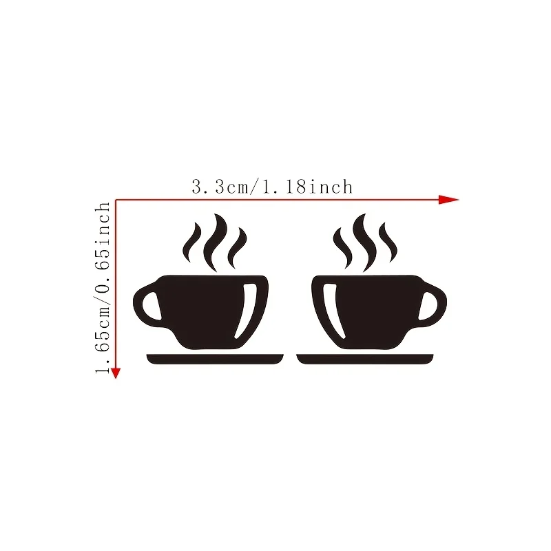 2Pcs 2D Flat Coffee Vinyl Decal, Blank Button Decor Sticker for Coffee Lover, Car Interior & Moto Helmet, 3 Colors Optional