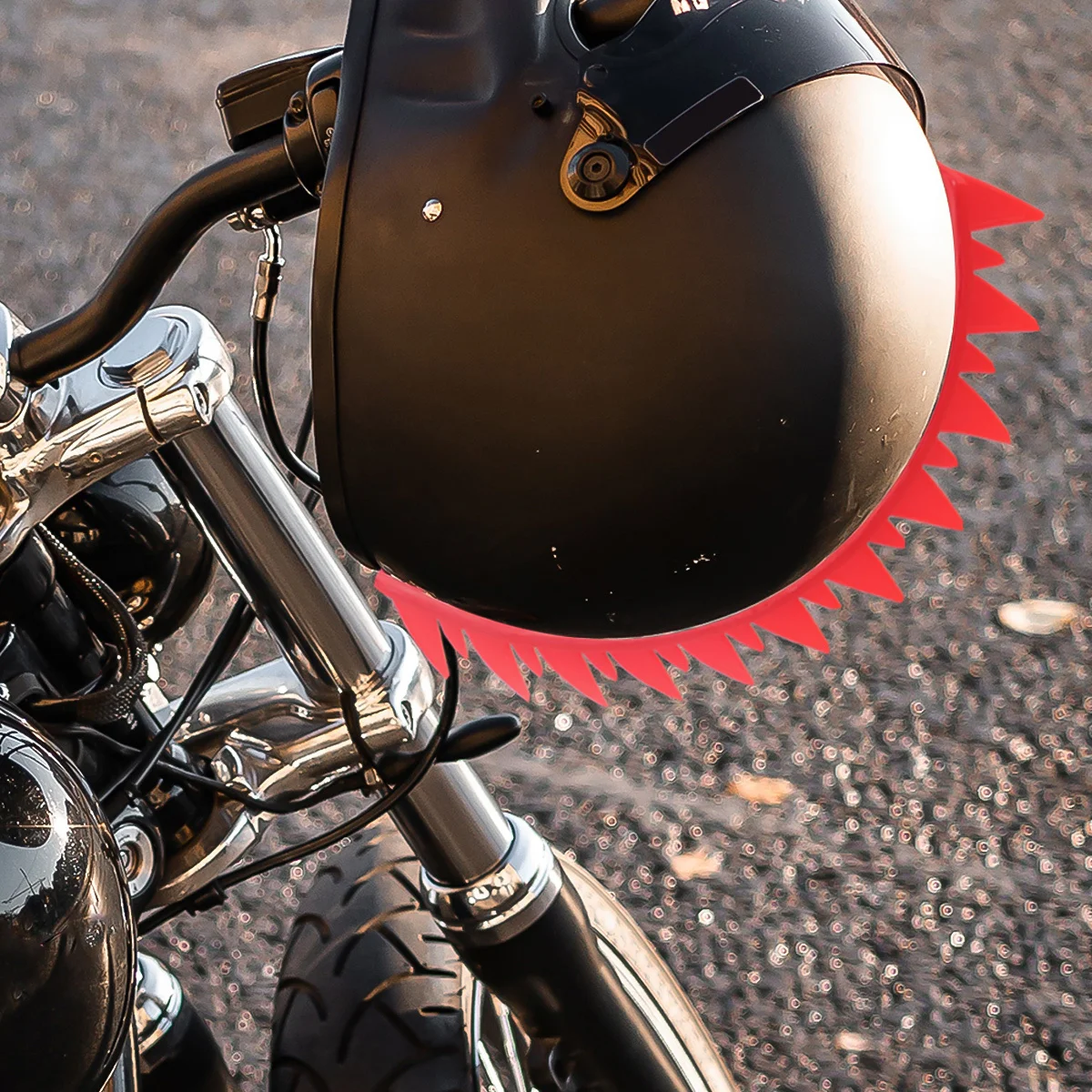 

Creative Red Sharp Head Horn Strip Retro Sticker Motorcycle Patch Personalized Decoration Cool Party