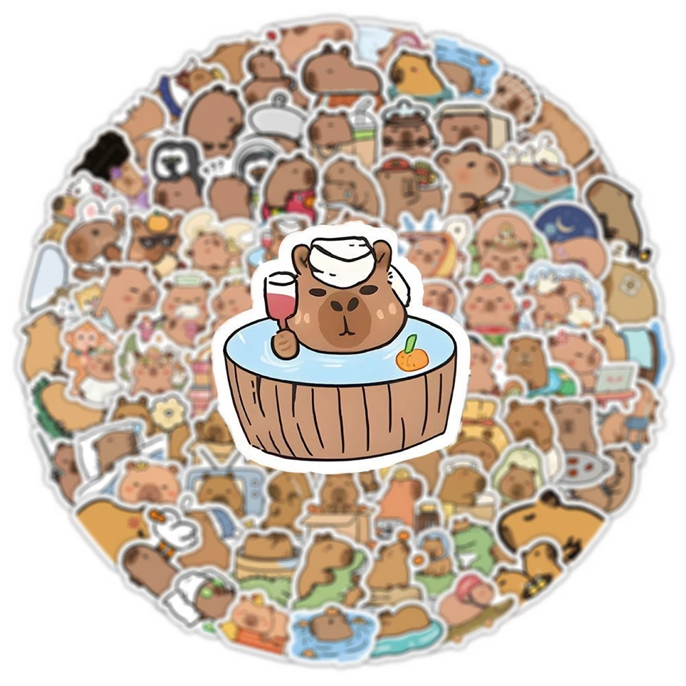 10/30/60/120 Stück Capybara Cartoon Tier-Aufkleber Kawaii Cartoon Graffiti-Aufkleber für Wasserflaschen, Laptops, Handys, Niedliche Aufkleber Spielzeug Geschenk