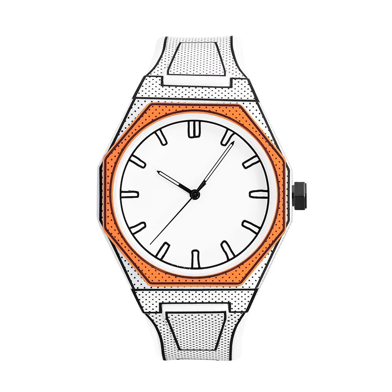 Мужские кварцевые часы, мужские часы для мужчин, наручные часы с ремешком, подарок, дизайн 2025 года, часы в стиле комиксов, циферблат, без номера